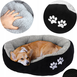 Pohovka pre psa Dogguru, čierna, odtiene sivej, 70 cm x 64 cm